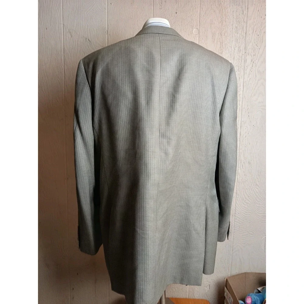 Canali 1934 Sport Coat Mens 44 Beige Houndstouth Wool Silk Blazer Jacket Italy